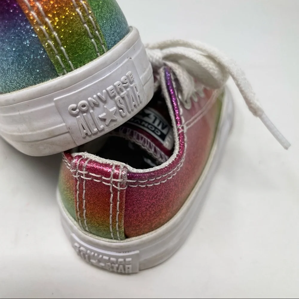 CONVERSE Toddler Rainbow Sparkle Tie Lace Sneakers size 4